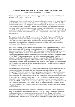 Timor-Leste and ASEAN`s Free Trade Agreements