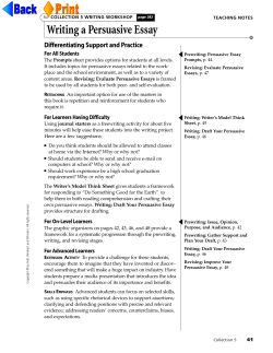 Writing a Persuasive Essay - Montgomery County Public Schools