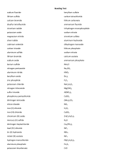 Bonding Test sodium fluoride lithium sulfide calcium bromide