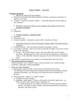 Property Outline -- Abravanel I. Property In General