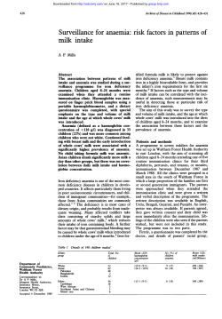 Surveillance for anaemia: risk factors in patterns of milk intake
