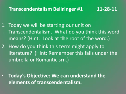 Transcendentalism Bellrigner #1 12-10-09