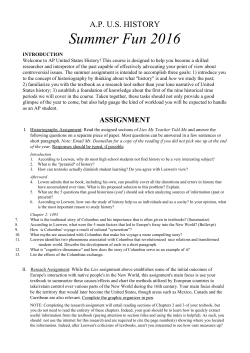 AP US History Summer assignment