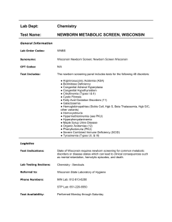 Lab Dept: Chemistry Test Name: NEWBORN METABOLIC SCREEN