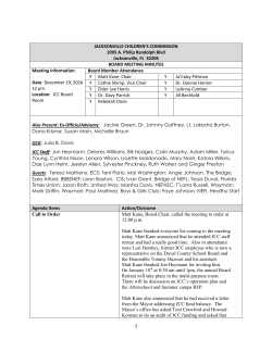 December Board Summary - Jacksonville Children`s Commission