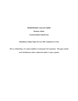 Mental Disorder: Case Law Update Rosanna Adams
