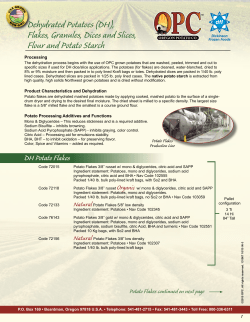 Dehydrated Potatoes (DH), Flakes, Granules, Dices and Slices