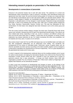 Developments in nomenclature of perennials