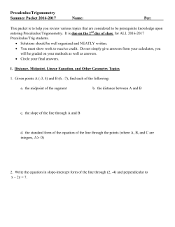 Pre-Calculus and Trigonometry