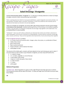 Salad Dressings: Vinaigrette