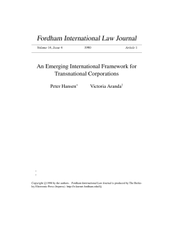 An Emerging International Framework for Transnational Corporations
