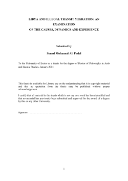 LIBYA AND ILLEGAL TRANSIT MIGRATION: AN EXAMINATION OF