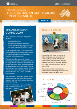 Information for parents. The Australian Curriculum &ndash; Years 5 and 6.
