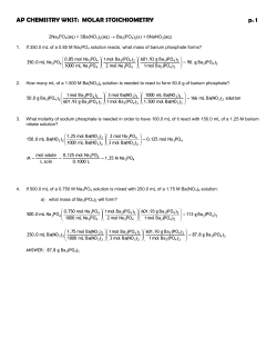 AP CHEMISTRY WKST: MOLAR STOICHIOMETRY p. 1