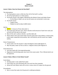 Chapter 7 Water on Earth Lesson 1 Notes: How Can Oceans be