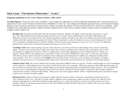 Mark Twain - &ldquo;The Glorious Whitewasher&rdquo; &ndash; Grade 7