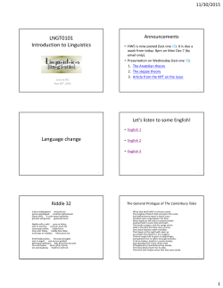 LNGT0101 Introduction to Linguistics Language change