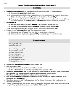 Honors The Outsiders Independent Study Part II Poem Analysis