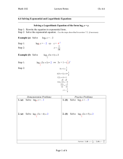 Math 102 Lecture Notes Ch. 6.6 Page 1 of 6 6.6 Solving Exponential