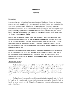 Shared Vision I Beginnings Introduction: In his Autobiography St