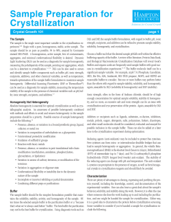 Sample Preparation for Crystallization