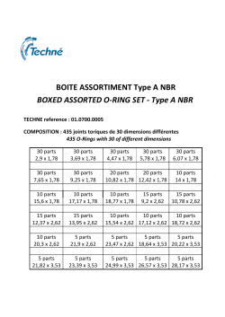 BOITE ASSORTIMENT Type A NBR BOXED ASSORTED O