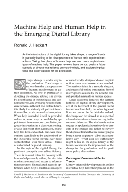 Machine Help and Human Help in the Emerging Digital Library