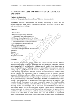 Manipulation, Uses and Benefits of Glaciers, Ice and Snow