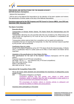 Precisions and Instructions Northern Hemisphere Alpine - FIS-Ski