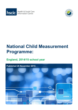 National Child Measurement Programme - England, 2014-15