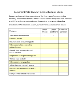 Convergent Plate Boundary Defining Features Matrix