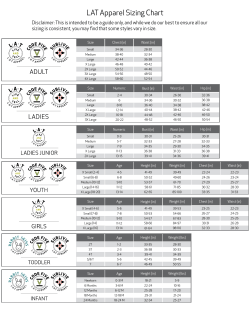 LAT Apparel Sizing Chart