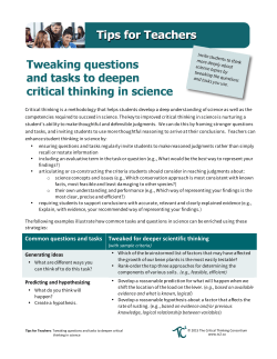 Common questions and tasks Tweaked for deeper scientific thinking