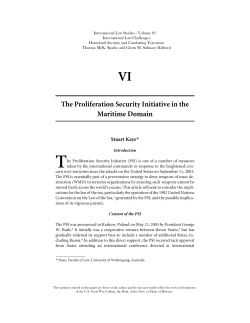 The Proliferation Security Initiative in the Maritime Domain