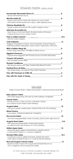 Italian tapas small plate Salads