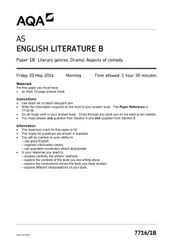 AS English Literature B Question paper Paper 1B June 2016