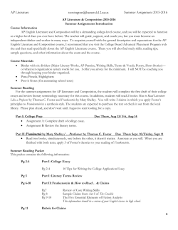 AP Lit Summer Assigment 2015-2016