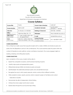 Course Syllabus - Poetry &ndash; LANE 447