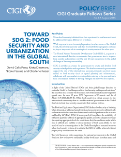 TOWARD SDG 2: FOOD SECURITY AND URBANIZATION IN THE