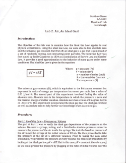 Lab2: Air, An ldeal Gas? pV = nRT
