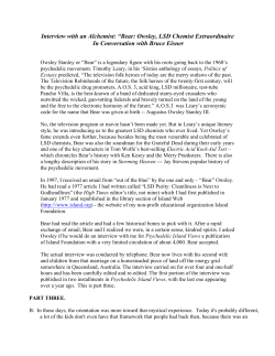 Interview with an Alchemist: &ldquo;Bear: Owsley, LSD Chemist