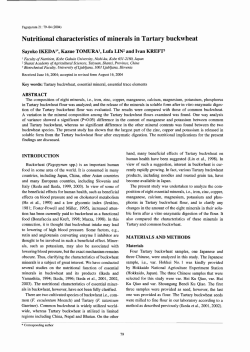 Nutritional characteristics of minerals in Tartary buckwheat