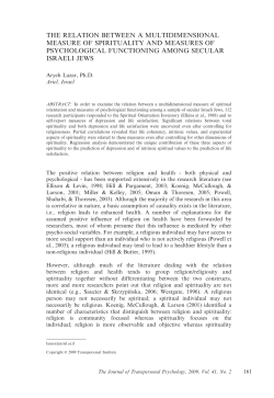 the relation between a multidimensional measure of spirituality and