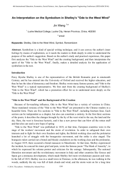 An Interpretation on the Symbolism in Shelley`s "Ode to the West