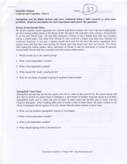 Scientific Method Controls and Variables - Part 2 SpongeBob