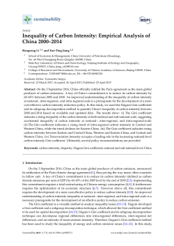 Inequality of Carbon Intensity: Empirical Analysis of China 2000&ndash;2014