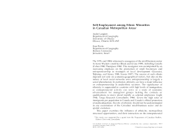 Self-Employment among Ethnie Minorities in Canadian Metropolitan