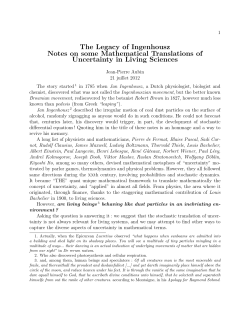 The Legacy of Ingenhousz Notes on some Mathematical