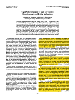 The Differentiation of Self Inventory: Development and Initial Validation