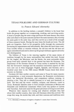 TEXAS FOLKLORE AND GERMAN CULTURE by Francis Edward
